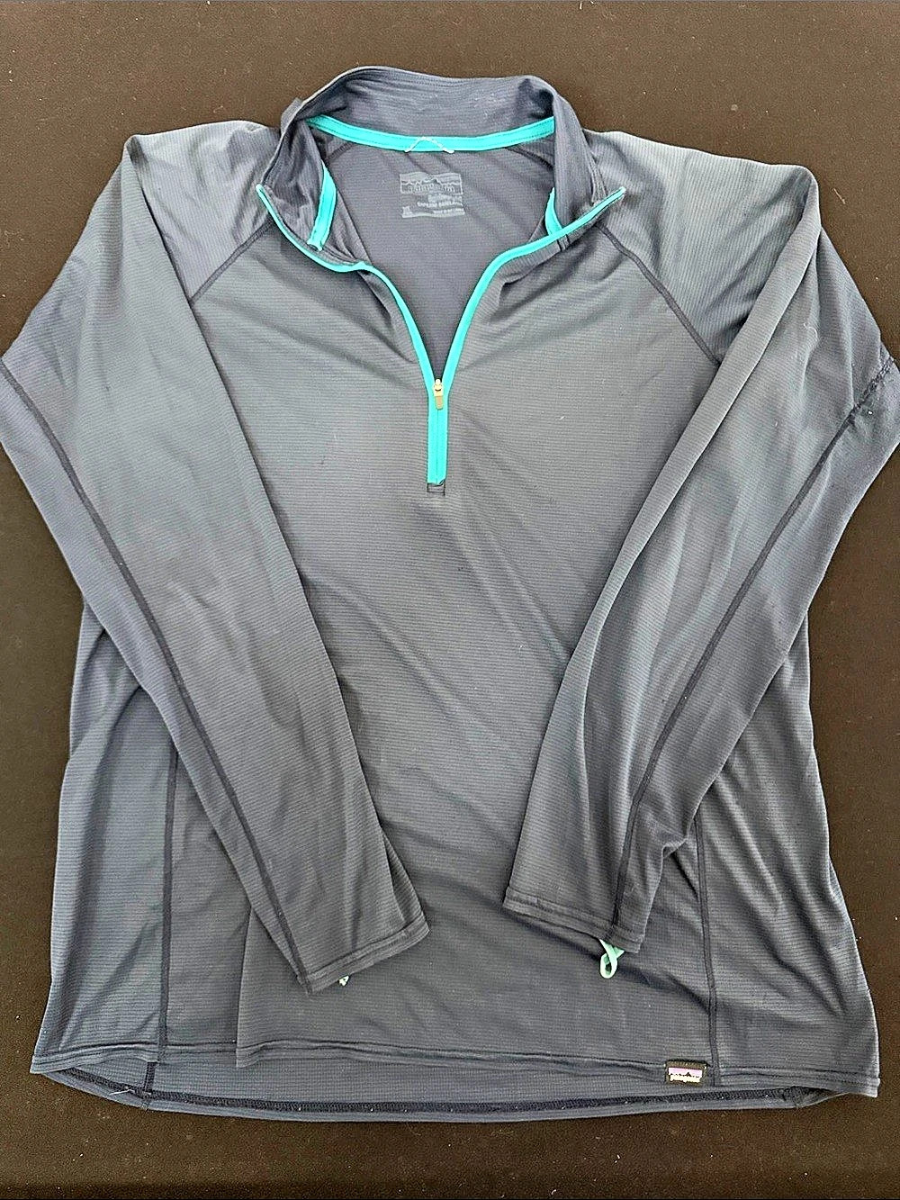 Patagonia Capilene Lightweight Zip-Neck Gray & Green Pullover XL